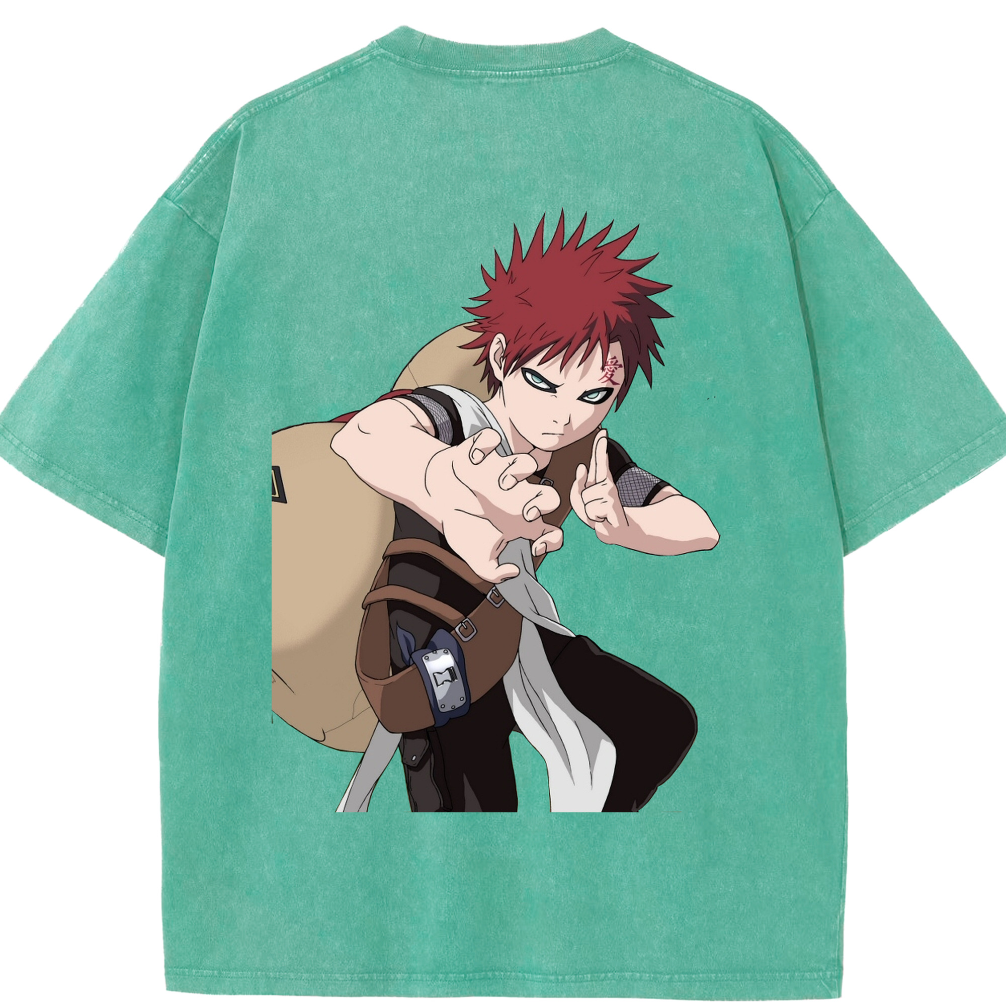 （画像用） NARUTO -ナルト- ガアラ Gaara 綿100% ヴィンテージ風 半袖Tシャツ（背面プリント）